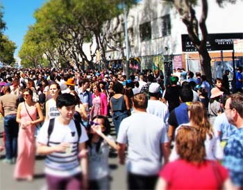 People in Fresno County, CA Shopping and Walking